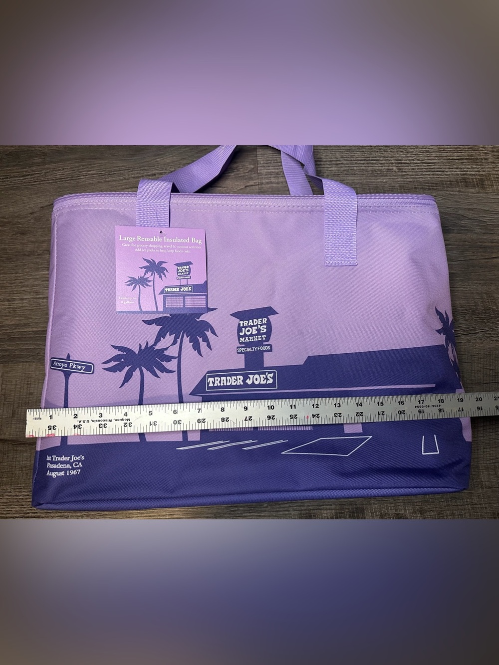 NWT Trader Joe's Purple Rain Large Reusable Insulated Cooler Bag Tote 2026 - Picture 7 of 9